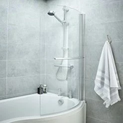 Nuie 1400 Curved Shower Bath Screen -Nuie Sales Store 1400 Curved Bath Screen nw detail1 460
