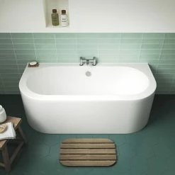 Nuie Shingle 1700mm Double Ended Back To Wall Bath With Panel - BSG003