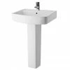 Nuie Bliss Modern Square Basin & Pedestal - 1 Tap Hole - 2 X Size Options -Nuie Sales Store Bliss Modern Square Basin Pedestal 1 Tap Hole p