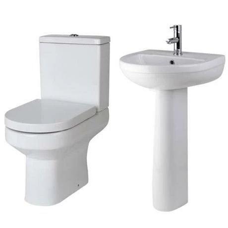 Nuie Harmony 4 Piece Bathroom Suite - CC Toilet & 1TH Basin With Pedestal 4 Nuie Harmony 4 Piece Bathroom Suite - CC Toilet & 1TH Basin With Pedestal - Image 2