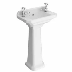 Nuie Carlton Cloakroom Basin With Full Pedestal (2 Tap Hole - 515mm Wide)