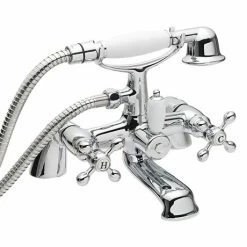 Nuie Viscount Bath Shower Mixer With Small Handset - Chrome