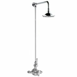 Nuie Traditional Twin Shower Valve With Rigid Riser Kit - Chrome