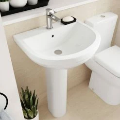 Nuie - Ivo Basin 1TH With Full Pedestal - 2 Size Options -Nuie Sales Store IVOWBP500 D2 460