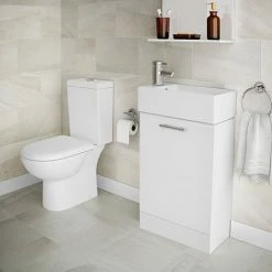 Nuie Knedlington Short Projection Toilet With 480mm Cabinet + Basin Set