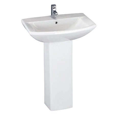 Nuie Asselby 1 Tap Hole Ceramic Basin + Pedestal Set 3 Nuie Asselby 1 Tap Hole Ceramic Basin + Pedestal Set