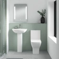Nuie Ava Rimless Short Projection Close Coupled Toilet + Soft Close Seat - NCG450 -Nuie Sales Store NCG450 d3 460
