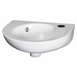 Nuie - Round 450mm Wall Hung Cloakroom Basin - 1 Tap Hole - NCU942