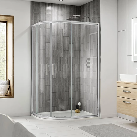 Nuie Pacific LH Offset Quadrant Shower Enclosure Inc. Tray 3 Nuie Pacific LH Offset Quadrant Shower Enclosure Inc. Tray