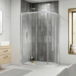 Nuie Pacific RH Offset Quadrant Shower Enclosure Inc. Tray