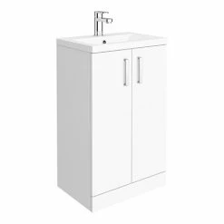 Nuie Pallas 500 Modern Gloss White Floor Standing Vanity Unit