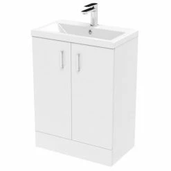 Nuie Pallas 600 Modern Gloss White Floor Standing Vanity Unit -Nuie Sales Store PAL027E d3 460