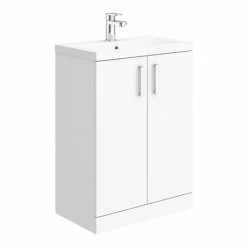 Nuie Pallas 600 Modern Gloss White Floor Standing Vanity Unit