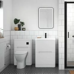 Nuie Elbe Satin White 600mm Floor Standing 2-Drawer Vanity Unit - PAR101A -Nuie Sales Store PAR101A d3 460