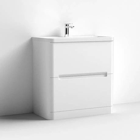 Nuie Elbe Satin White 800mm Floor Standing 2-Drawer Vanity Unit - PAR103A 5 Nuie Elbe Satin White 800mm Floor Standing 2-Drawer Vanity Unit - PAR103A - Image 3