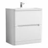 Nuie Elbe Satin White 800mm Floor Standing 2-Drawer Vanity Unit - PAR103A -Nuie Sales Store PAR103A P