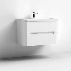 Nuie Elbe Satin White 800mm Wall Hung 2-Drawer Vanity Unit - PAR104A -Nuie Sales Store PAR104A D1 460