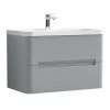 Nuie Elbe Satin Grey 800mm Wall Hung 2-Drawer Vanity Unit - PAR204A -Nuie Sales Store PAR204A P
