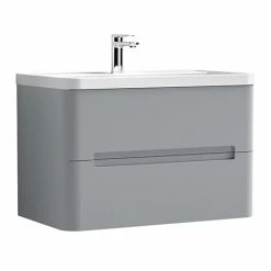 Nuie Elbe Satin Grey 800mm Wall Hung 2-Drawer Vanity Unit - PAR204A