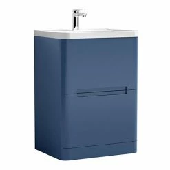 Nuie Elbe Satin Blue 600mm Floor Standing 2-Drawer Vanity Unit - PAR301A