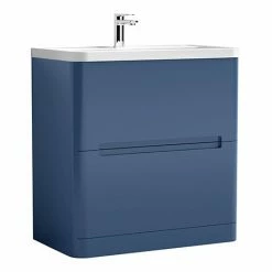 Nuie Elbe Satin Blue 800mm Floor Standing 2-Drawer Vanity Unit - PAR303A