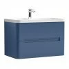 Nuie Elbe Satin Blue 800mm Wall Hung 2-Drawer Vanity Unit - PAR304A