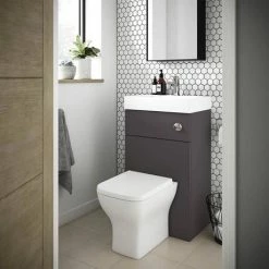 Nuie Athena 500 Gloss Grey 2-In-1 Basin, Concealed Cistern & WC Unit - PRC945CB -Nuie Sales Store PRC945CB d2 460
