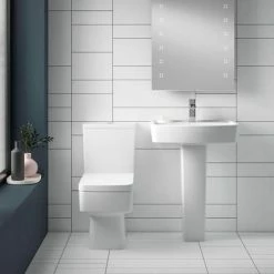 Nuie Bliss 4 Piece Bathroom Suite - CC Toilet & 1TH Basin With Pedestal - 2 X Basin Size And Seat Options 11 Nuie Bliss 4 Piece Bathroom Suite - CC Toilet & 1TH Basin With Pedestal - 2 X Basin Size And Seat Options -Nuie Sales Store PREM BLISS 4P d4 460