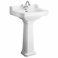 Nuie Carlton 1 Tap Hole Traditional Basin + Pedestal (Various Size Options)