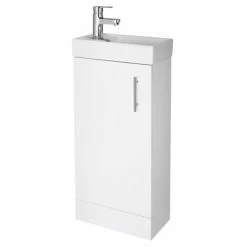 Nuie - Minimalist Compact Floor Standing Basin Unit W400 X D222mm - Gloss White - NVX192
