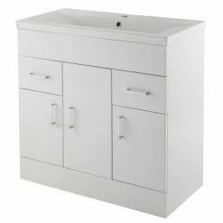 Nuie Eden Minimalist Gloss White Vanity Unit W800 X D400mm - VTNB800