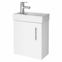 Nuie - Minimalist Compact Wall Hung Basin Unit W400 X D222mm - Gloss White - NVX182