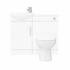 Nuie Sienna W920 X D200mm High Gloss White Vanity Unit Cloakroom Suite + D-shaped Pan -Nuie Sales Store SIE001 VTY d1 460