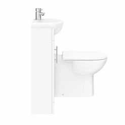 Nuie Sienna W920 X D200mm High Gloss White Vanity Unit Cloakroom Suite + D-shaped Pan -Nuie Sales Store SIE001 VTY d2 460