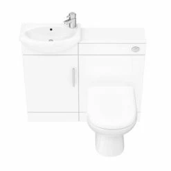 Nuie Sienna W920 X D200mm High Gloss White Vanity Unit Cloakroom Suite + D-shaped Pan -Nuie Sales Store SIE001 VTY d3 460