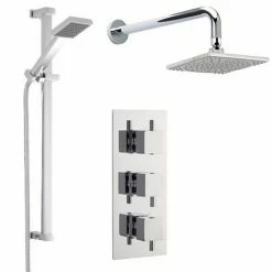 Nuie Modern Concealed Shower Valve W/ Slide Rail Kit & Wall Mounted Fixed Head