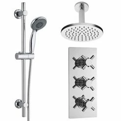Nuie Minimalist Concealed Shower Valve W/ Slide Rail Kit & Ceiling Mounted Fixed Head