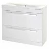 Nuie - 1000 X 400mm Floor Standing Mid Edge Basin & Cabinet - Gloss White - VTFE1000 -Nuie Sales Store VTFE1000 PN