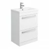 Nuie - 600 X 400mm Floor Standing Mid Edge Basin & Cabinet - Gloss White - VTFE600 -Nuie Sales Store VTFE600 prod