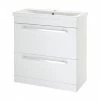 Nuie - 800 X 400mm Floor Standing Mid Edge Basin & Cabinet - Gloss White - VTFE800 -Nuie Sales Store VTFE800 P