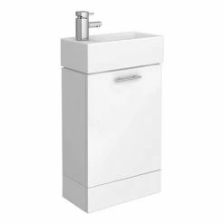Nuie Cubix High Gloss White Vanity Unit Inc Ceramic Basin W480 X D230mm - VTY058