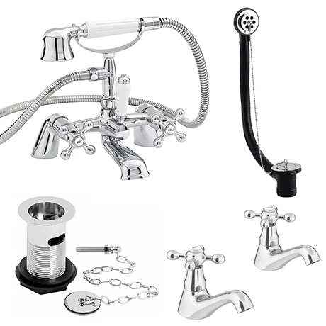 Nuie Traditional Viscount Bath Shower Mixer Pack - Chrome - X378 3 Nuie Traditional Viscount Bath Shower Mixer Pack - Chrome - X378